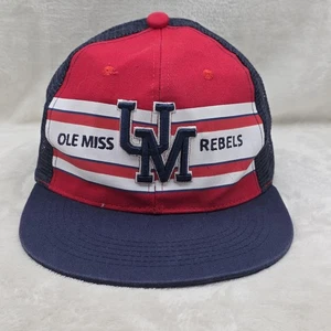 Ole Miss Rebels Hat Cap Snap Back Mens Red Blue NCAA College Trucker Mesh - Picture 1 of 10