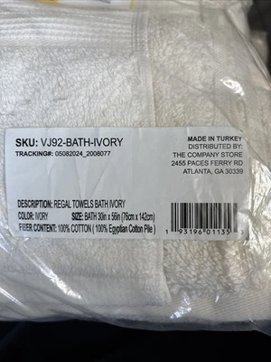 The Company Store Turkish Cotton Regal Bath Towels (2) Ivory - Image 1 of 3