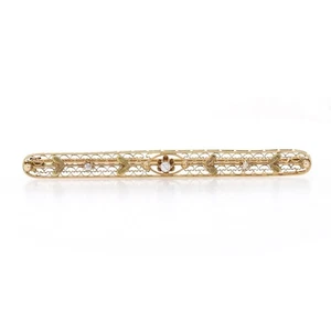 Oro Giallo Diamante & Perla Art Déco Barretta Spilla 14k Mine KT Vintage Perno - Foto 1 di 6