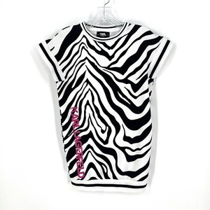 Karl Lagerfeld Girls Size 14 Black White Zebra Spellout Jumper Dress - Picture 1 of 7