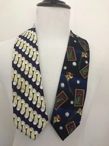 Golf Sport Lot of 2 Men's Polyester Neck Ties Puritan Special Edition & Sky Bend - Picture 1 of 6