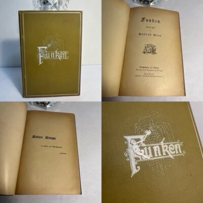 1891 FUNKEN GEDICHTE, POEMS by Konrad Nies: Grohenhain & Leipzig, RARE ORIGINAL! - Image 1 of 4