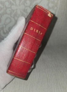 Antiquarian 1847 Pre-Civil War Red Leather Gilt Holy Bible Old, New Testament - Picture 1 of 24