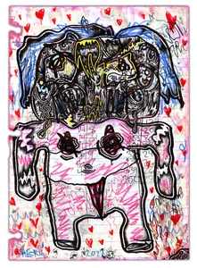 Original JUSTIN AERNI Painting circa 2022 art pop surreal anime : BIKINI BABY - Picture 1 of 1