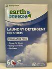 Earth Breeze Laundry Detergent Sheets Fragrance Free No Plastic Jug 60 Loads