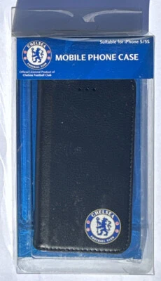 Official Chelsea Football FC Wallet Folio Flip Black Case for iPhone 5 5S NEW - Image 1 of 4