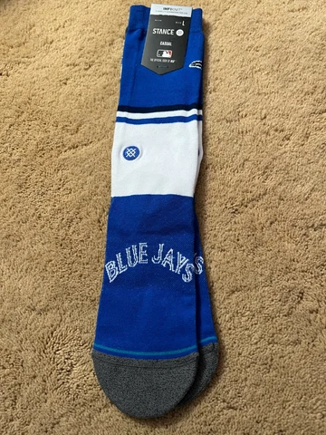 Stance MLB Mens Logo Socks Toronto Blue Jays Size Large White Blue One Pair Cover