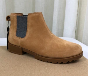 NEW SOREL Womens Emelie II Waterproof Suede Chelsea Boot US 9.5 Tawny Buff/Gum - Picture 1 of 18