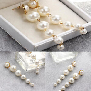 Elegant Womens Lady Gold Plated Pearl Earring Ear Stud Dangle Drop Charm Jewelry