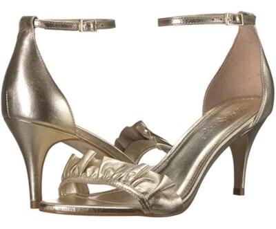 8.5 Lilly Pulitzer Carly Dorado Metálico Correa al Tobillo Zapatos Tacones Baile Tango Nuevo sin Caja Foto 1 de 4