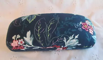 Vera Bradley Hard Shell Eyeglasses Sunglasses Case Blue Floral Butterfly - Image 1 of 4