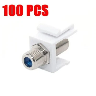 100 Pack F 3GHz Keystone F-81 Coax Jack Snap-In Cable TV Coupler Connector RG6 - Image 1 of 2