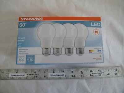(4) NEW Sylvania 60w LED A19 Light Bulbs Bright White 3500K / Non-Dimmable