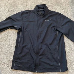 Nike Jacket Mens L Black Full Zip Reflective Running Gym Track Work Out Dri Fit - Picture 1 of 9