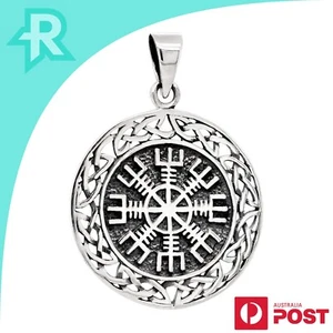 Norse Viking Helm of Awe Celtic Knot Sterling Silver 925 Pendant - Picture 1 of 6
