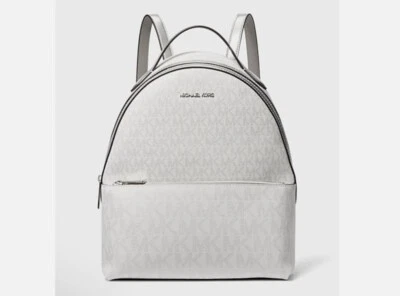 Michael Kors Sheila Medium White/Silver Signature Logo Backpack NWT - Image 1 of 4