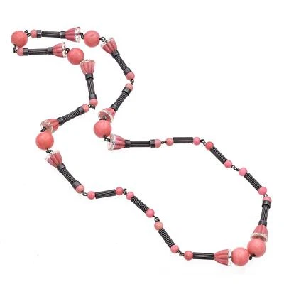 Vintage Coral and Glass Beaded Necklace - Image 1 of 4