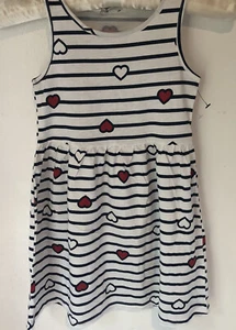 H&M Little Girls Dress Organic Cotton Blend Sleeveless Hearts New Size 2-4Y - Picture 1 of 6