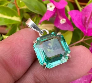 30+ Ct Green Bluish Sapphire Square Cut German Silver  Loose Gemstone - Picture 1 of 7
