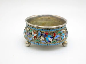 SAMUEL FILIANDER ST. PETERSBURG RUSSIAN SILVER AND ENAMEL SALT - RARE - B. OFFER - Picture 1 of 9