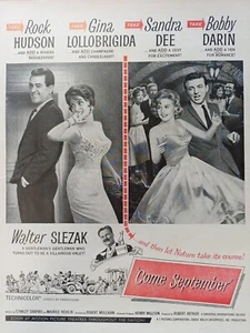 1961 Come September Gina Lollobrigida Rock Hudson Sandra Dee Vintage Print Ad - Picture 1 of 5