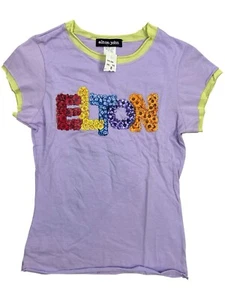 Vtg Elton John Shirt Sz Sm Fits XS - USA Floral Spell out Y2K 90s Babydoll Tee - Picture 1 of 9