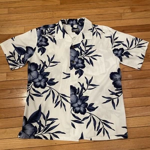 Camicia uomo hawaiana Palm Wave camicia aloha taglia XL - bianco / blu navy floreale - Foto 1 di 7