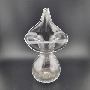 Vintage Hand Blown Art Glass Clear Jack in the Pulpit Bud Vase Ribbed - Picture 1 of 9