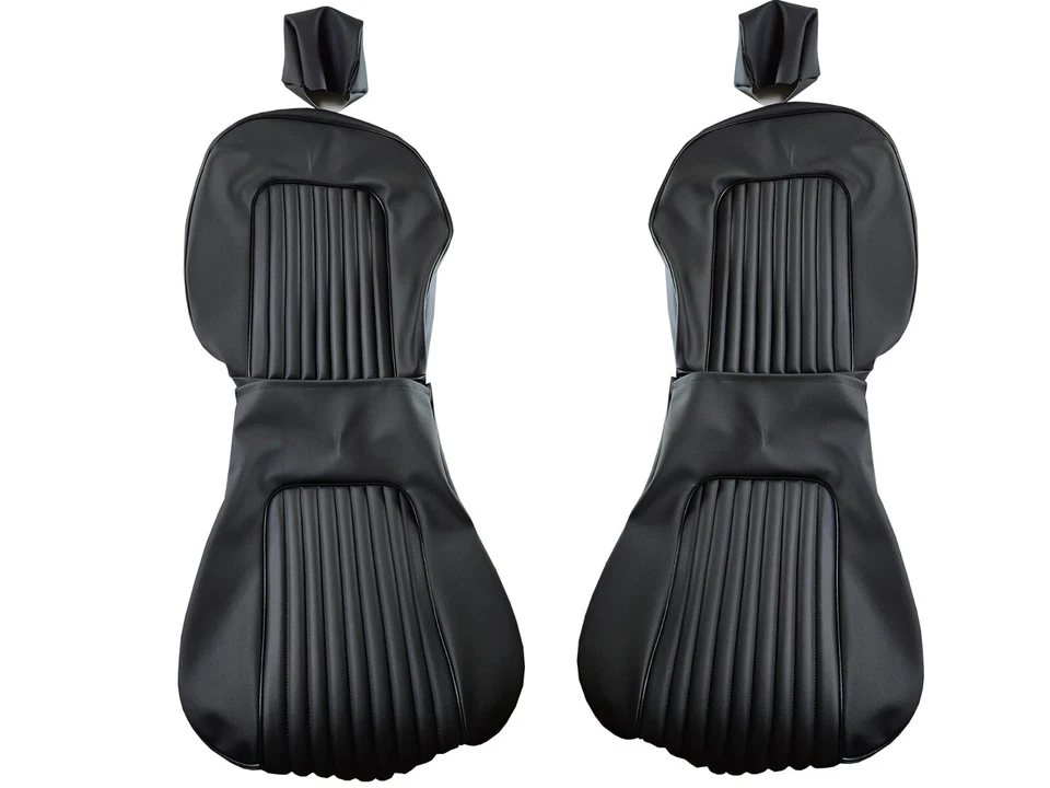 Fits: Alfa Romeo Spider 1971-94 Style 3 Black Vinyl Seat Covers - Image 1 of 3