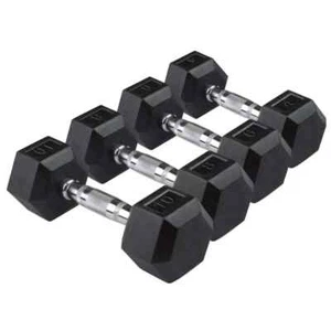 Hex Dumbbells Rubber Encased Cast Iron Home Weights Gym Fitness Sports - Picture 1 of 18
