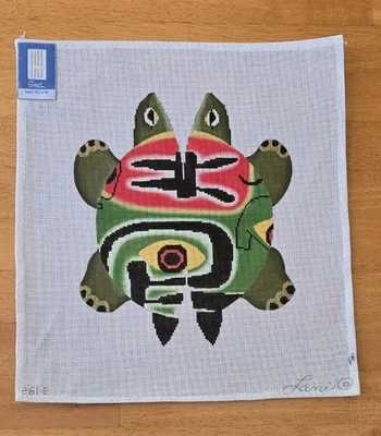 LANI Hand Painted Needlepoint Canvas-Colorful Turtle-18 Mesh-9” x 7.5” - Image 1 of 4