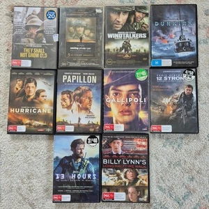 War Movie DVD Bundle x 10 - Dunkirk, Saving Private Ryan, Gallipoli - PAL Region - Picture 1 of 23