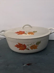 Vintage Belgien Herbstblätter Emaille Gusseisen 4 Quart - Vintage - Bild 1 von 10