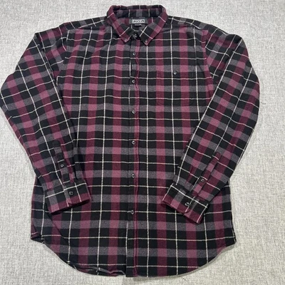 Ezekiel Shirt Mens Sz XL Plaid Flannel Black Maroon Skate LS Button Down Tartan  - Image 1 of 4