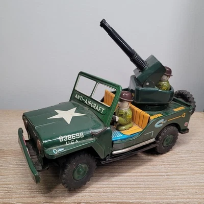 Vintage Tin Toy Anti-Aircraft Jeep – Japan – Battery Operated – GW – 1960s –... - Image 1 of 4