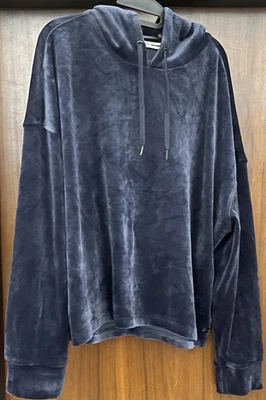 DKNY Sport Women's Velour Hoodie Size XL NWOT Blue Long Sleeve - Image 1 of 4