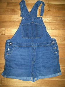 Old Navy Women Plus Cuffed Denim Short Overalls Shortalls Bibs Sz 2X - Picture 1 of 7