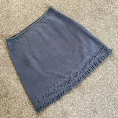 Laura Ashley Green Grey Velvet A-Line Skirt Knee Length Skirt Size 16 - Image 1 of 4