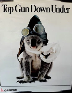 QANTAS AIRLINES AUSTRALIA Vintage Reise Poster 30x 24" KOALA Top Gun Down Under - Bild 1 von 5