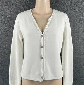 Vintage Rum Runner Women's XS Knit White Cardigan Sweater Linen Cotton Blend - Picture 1 of 9