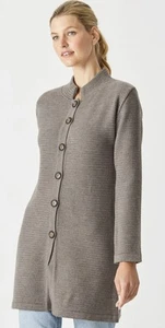 Aklanda Long Waffle Coat Women’s Size Medium 100% Merino Wool Cardigan - Picture 1 of 9