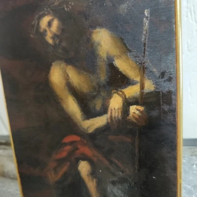 Peinture Ancienne Huile Sur Bois,Christ - Photo 1/4