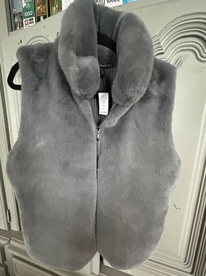 Chaleco de piel sintética con cuello gris mercado negro de la Casa Blanca - grande para mujer Foto 1 de 4