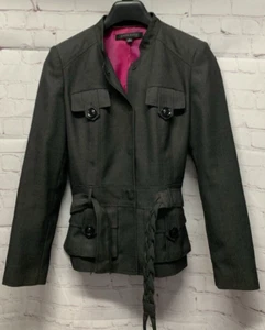 Anne Klein Size 8 Blazer Jacket Suit Separate Gray Belted Women - Picture 1 of 7