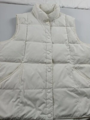 Landsend Puffer Vest Women Size Medium Goose Down Vest White Outdoor Ski - Image 1 of 4