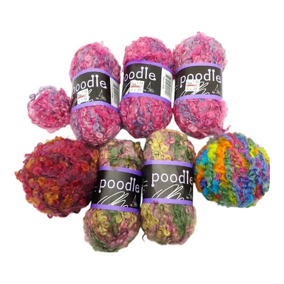 Lote de Fios Poodle by Sierra Pacific - 50g/36m Rosa Roxo Verde - Acrílico Mohair - Imagem 1 de 4