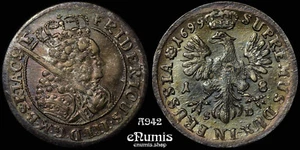 Alemania, Brandeburgo Prusia, Federico III, 18 Groschen 1699 SD, XF+ - Imagen 1 de 4