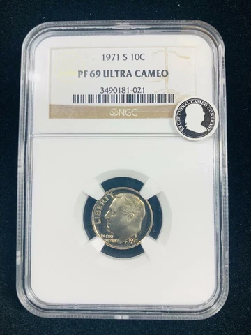 1971 S 10C Roosevelt Dime PF69 Ultra Cameo UCAM PR69 DCAM; Top Pop 152; SKU 2605 Cover