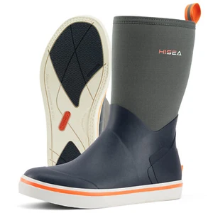 HISEA Men's Mid-Calf Deck Rain Boots Waterproof Camping Fishing Garden Mud Boots - Picture 1 of 42