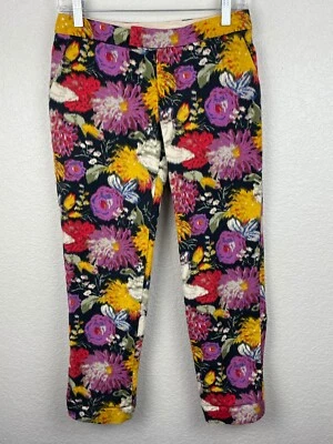 Anthropologie Elevenses Pants Womens 0 Floral Colorful Trousers Boho Artsy Read - Image 1 of 4